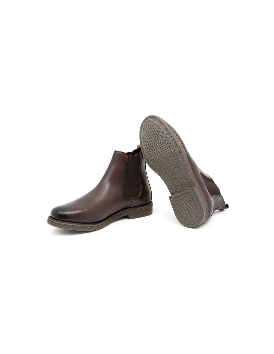 ortiz & reed Botínes Chelsea de piel con elástico lateral color marrón BERTORE-BROWN Ofertas