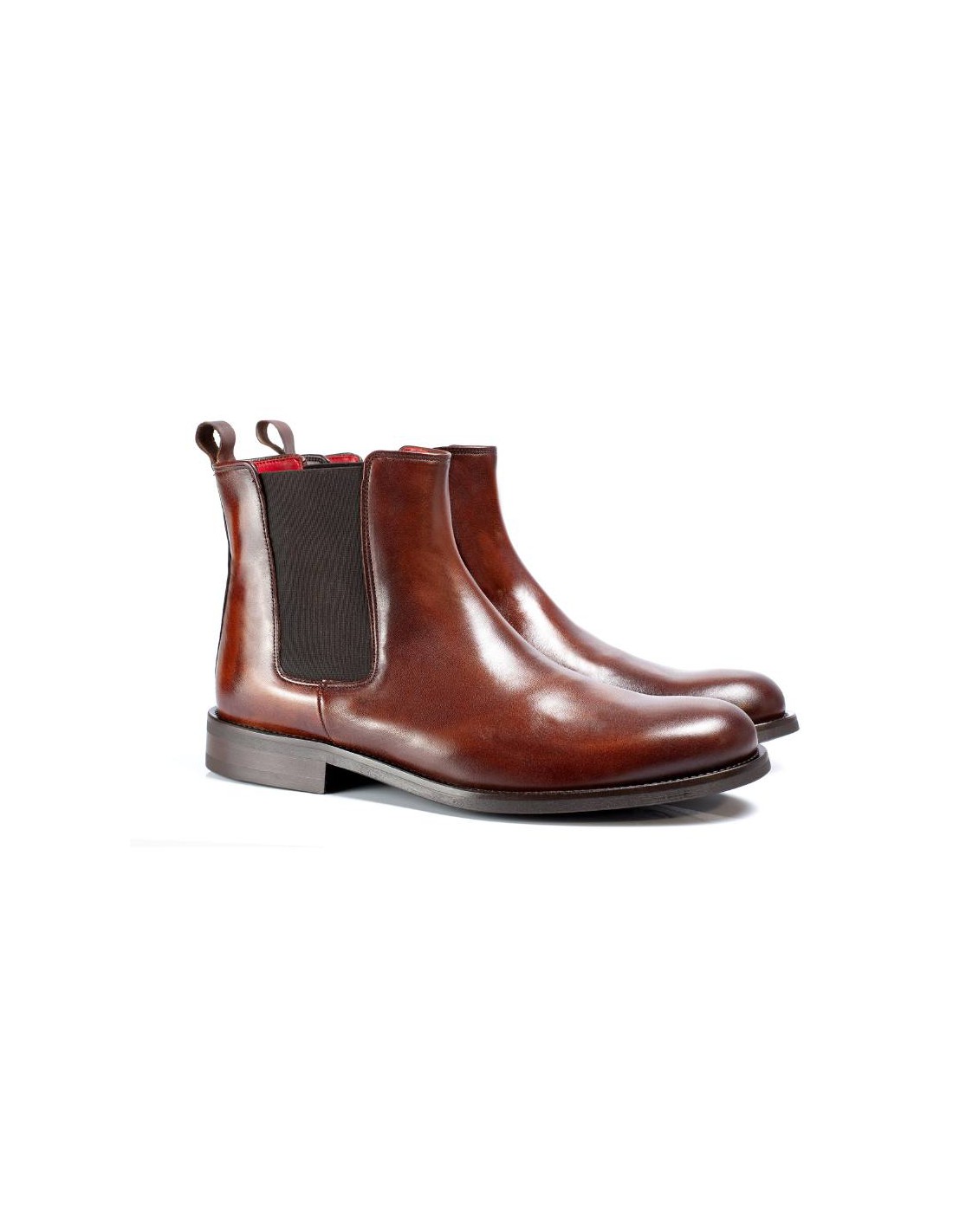 ortiz & reed Botínes Chelsea de piel con elástico lateral color marrón CHEMOR-MARRON
