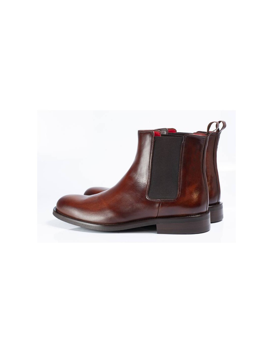 ortiz & reed Botínes Chelsea de piel con elástico lateral color marrón CHEMOR-MARRON Venta caliente