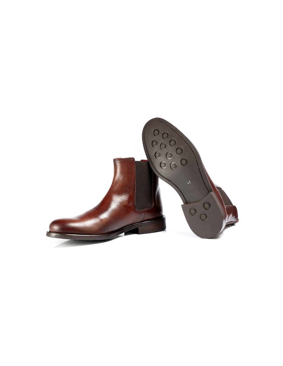 ortiz & reed Botínes Chelsea de piel con elástico lateral color marrón CHEMOR-MARRON Venta caliente