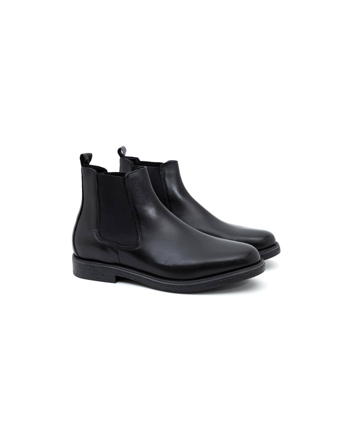 ortiz & reed Botínes Chelsea de piel con elástico lateral color negro BELSOR-NEGRO