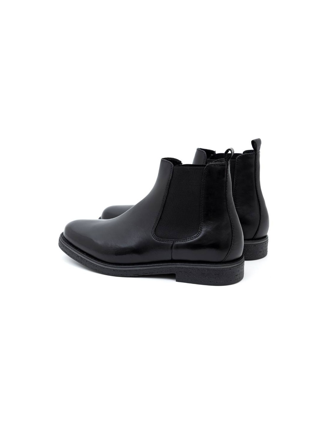 ortiz & reed Botínes Chelsea de piel con elástico lateral color negro BELSOR-NEGRO Ventas relámpago