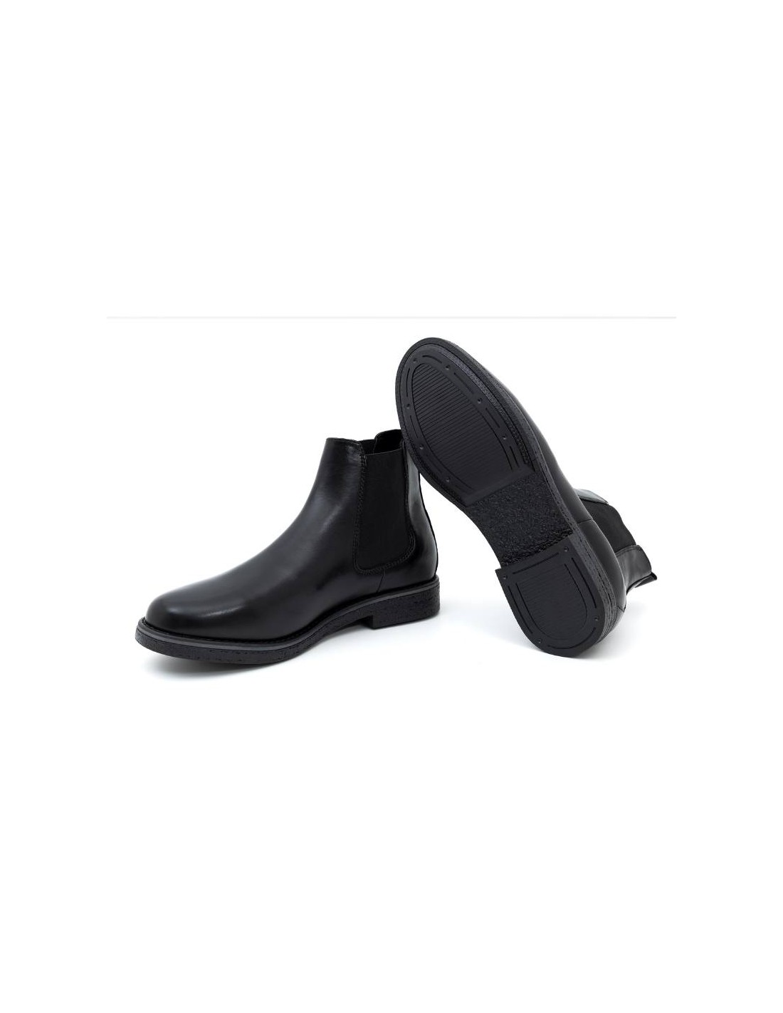 ortiz & reed Botínes Chelsea de piel con elástico lateral color negro BELSOR-NEGRO Ventas relámpago