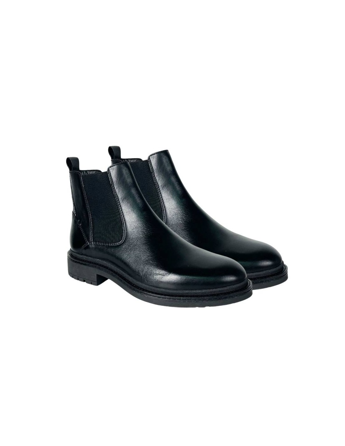 ortiz & reed Botínes Chelsea de piel con elástico lateral color negro PACIFOR-BLACK