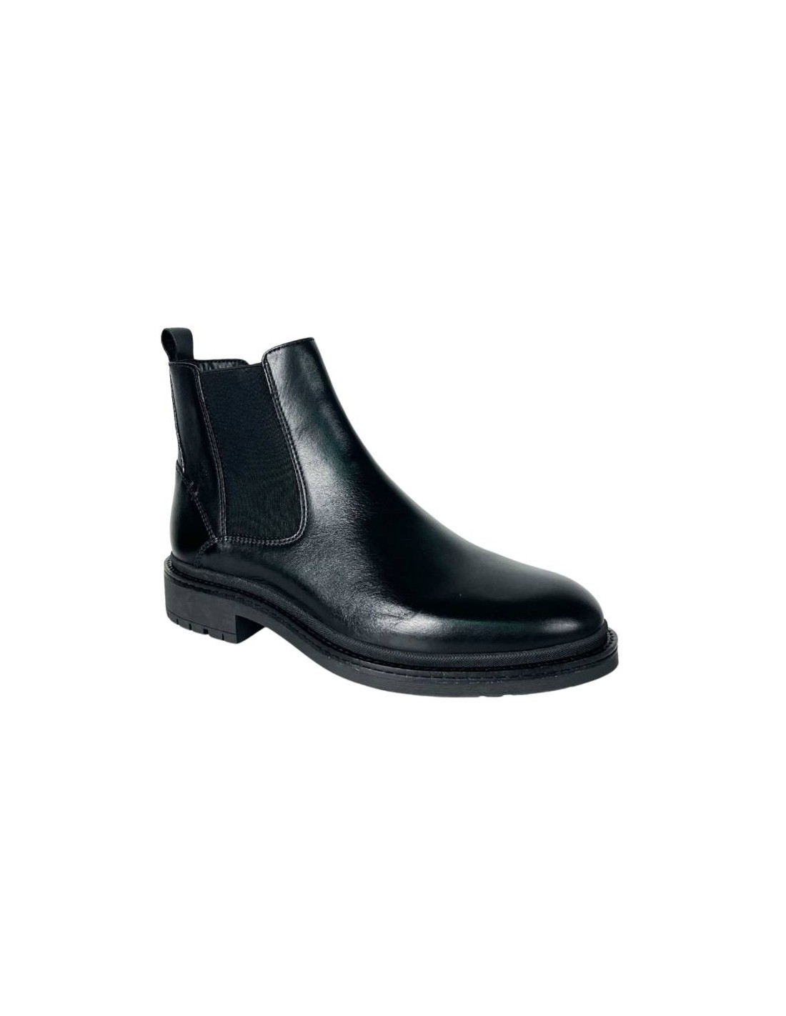 ortiz & reed Botínes Chelsea de piel con elástico lateral color negro PACIFOR-BLACK Descuento