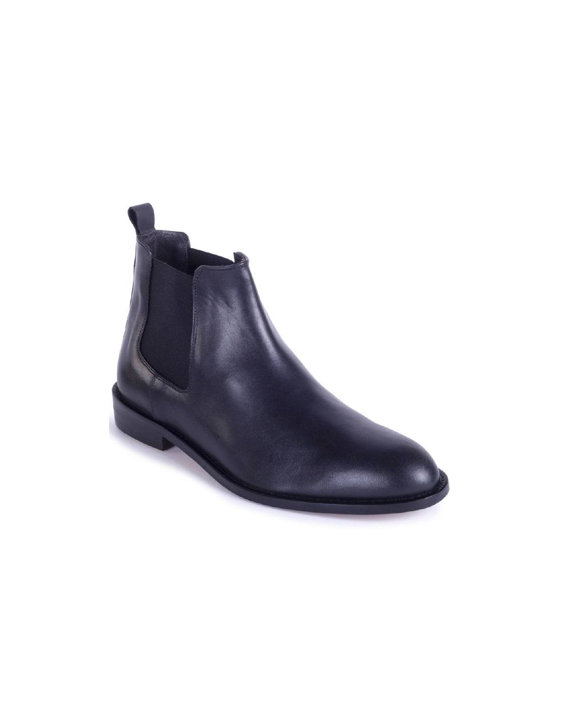 ortiz & reed Botínes Chelsea de piel con elástico lateral color negro ULMOR-BLACK