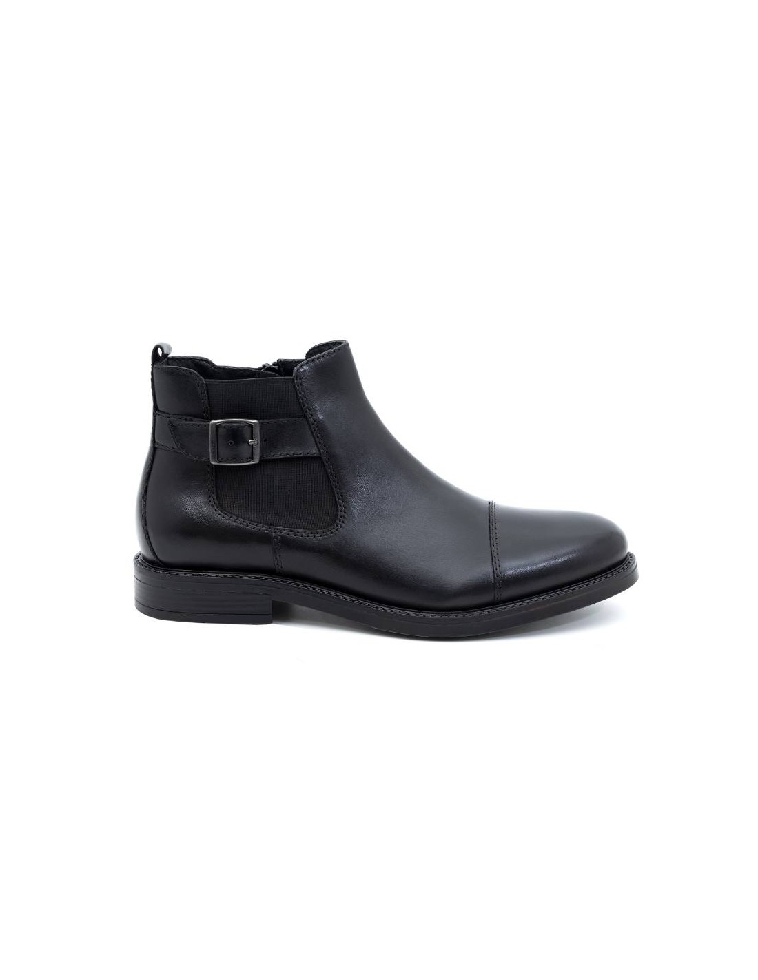 ortiz & reed Botínes Chelsea de piel con hebilla color negro BREBUCK-NEGRO Rebajas top
