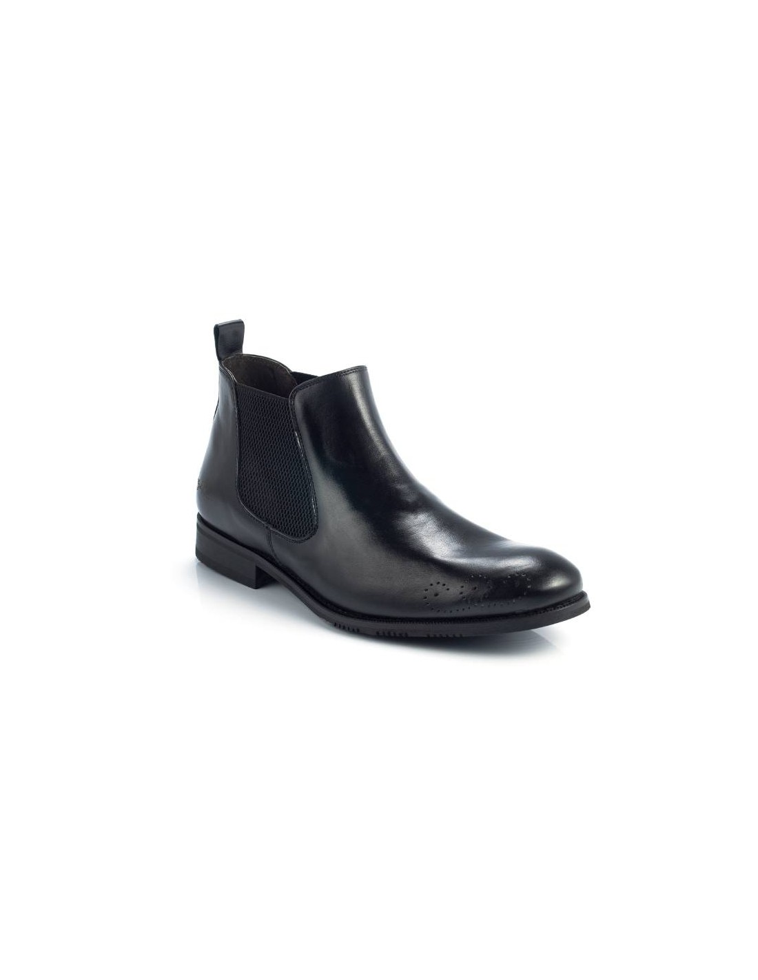 ortiz & reed Botínes Chelsea de piel deslavado color negro VENILA-NEGRO