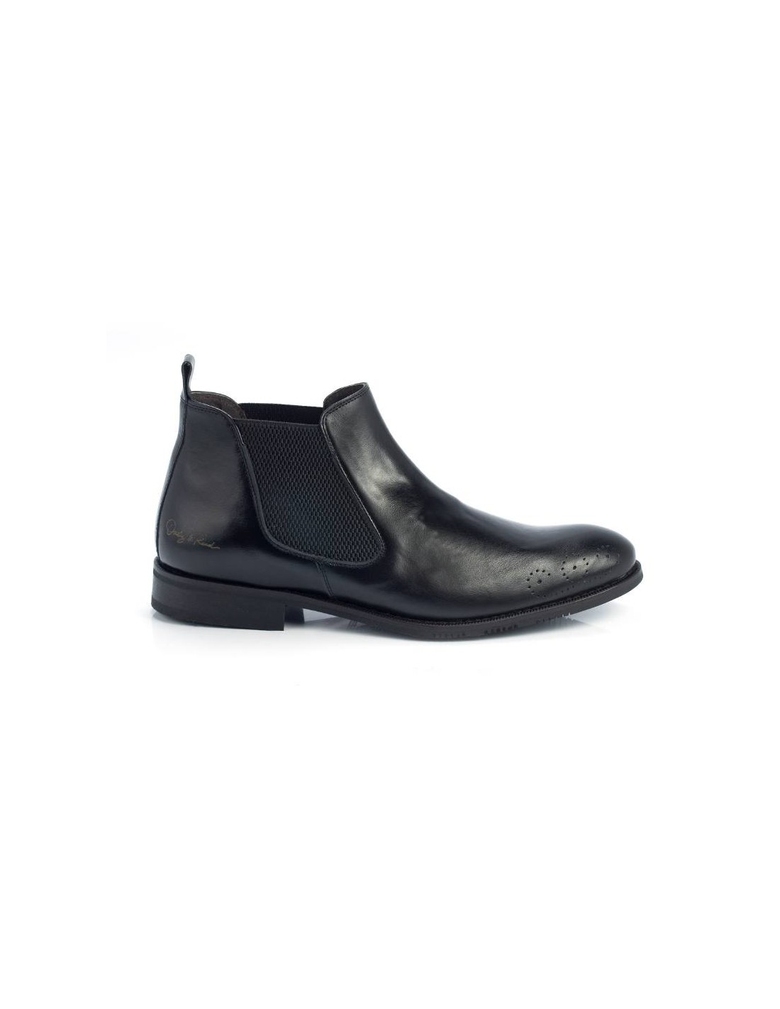 ortiz & reed Botínes Chelsea de piel deslavado color negro VENILA-NEGRO Oferta especial