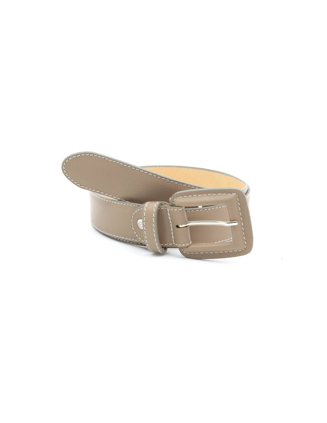 ortiz & reed Cinturón de mujer de piel con hebilla forrada color beige WB-COKEN-TAUPE