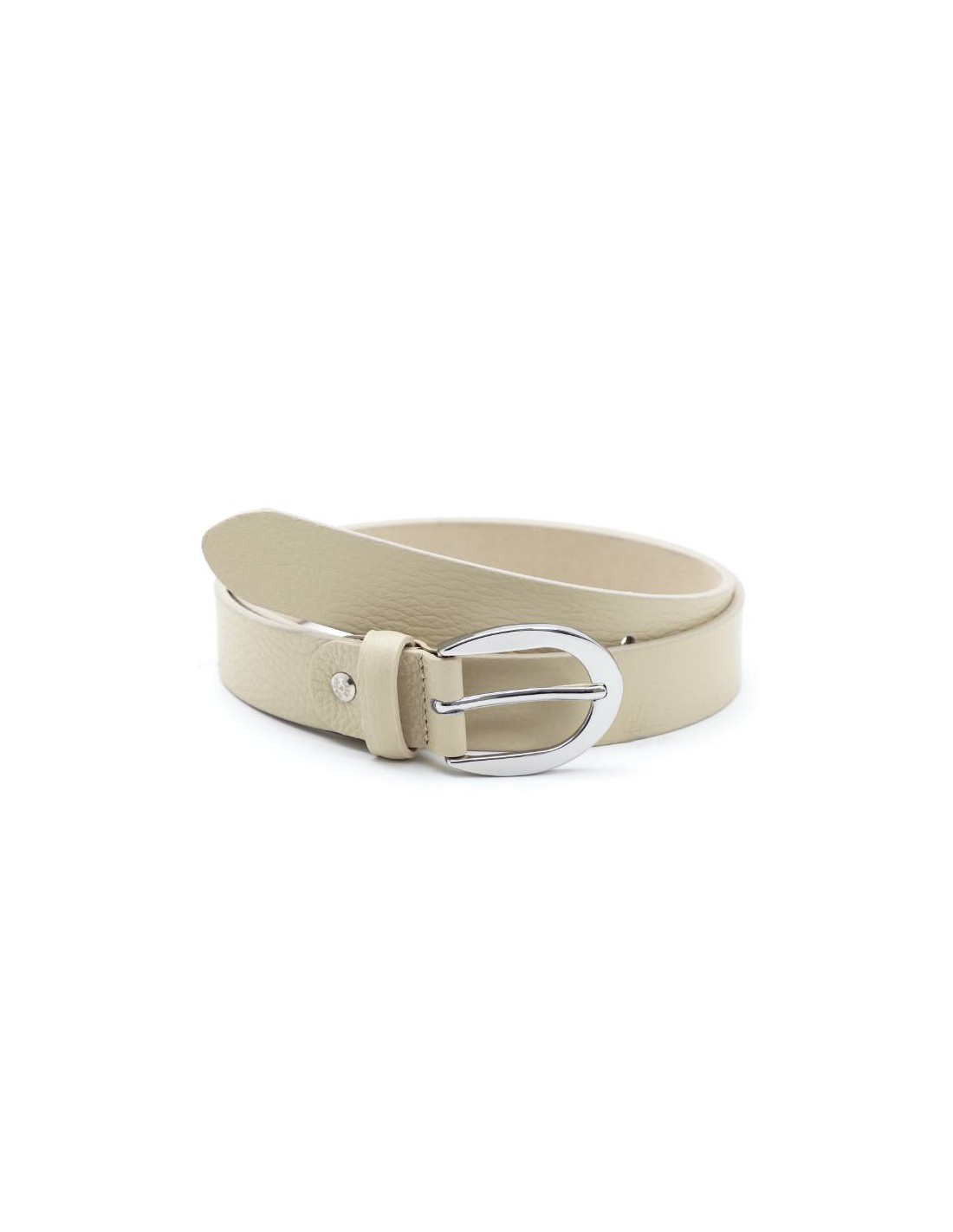 ortiz & reed Cinturón de mujer de piel con pasador de piel color beige WB-NAPP-BEIGE