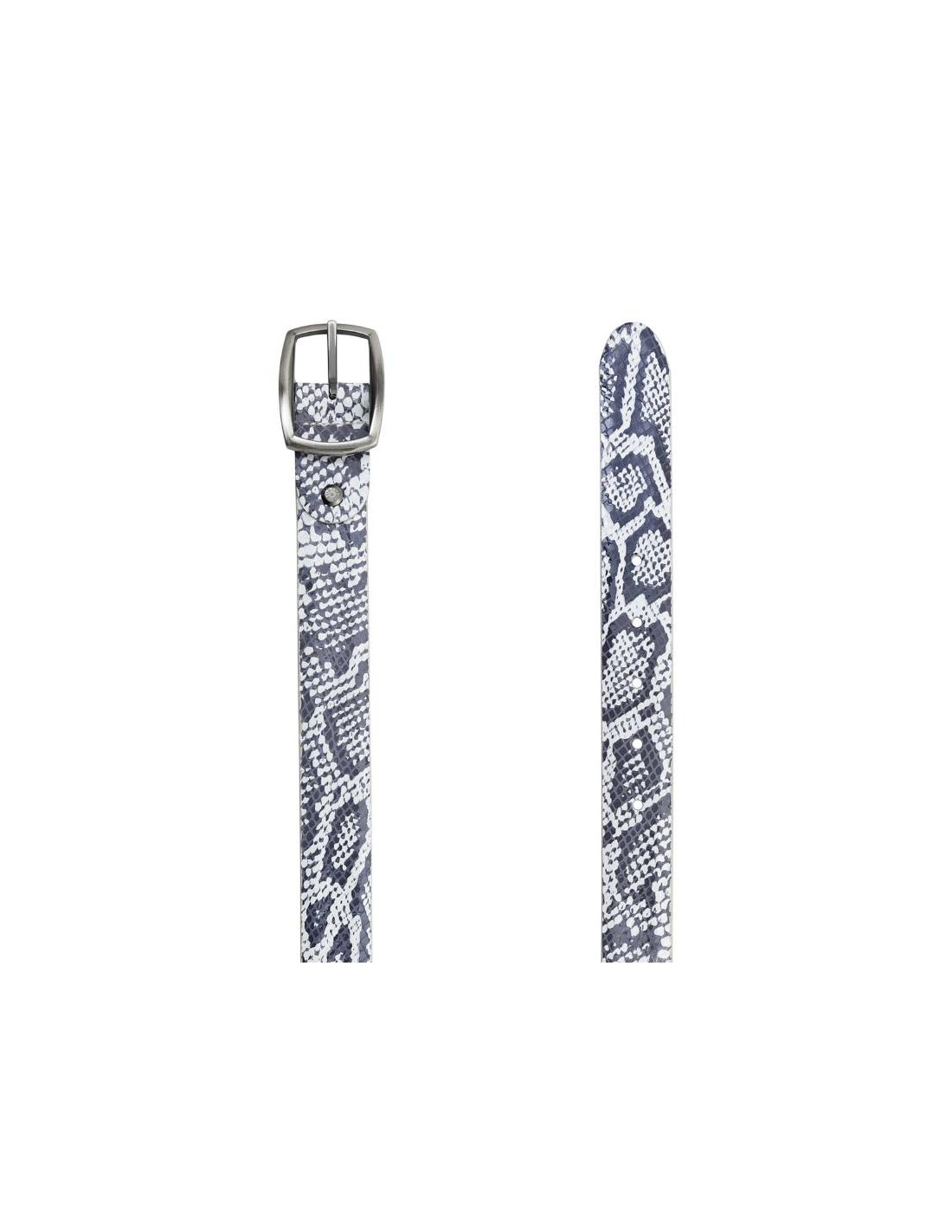 ortiz & reed Cinturón de mujer de piel patrón grabado color blanco WB-SNAKE-BLANCO Envío internacional gratuito