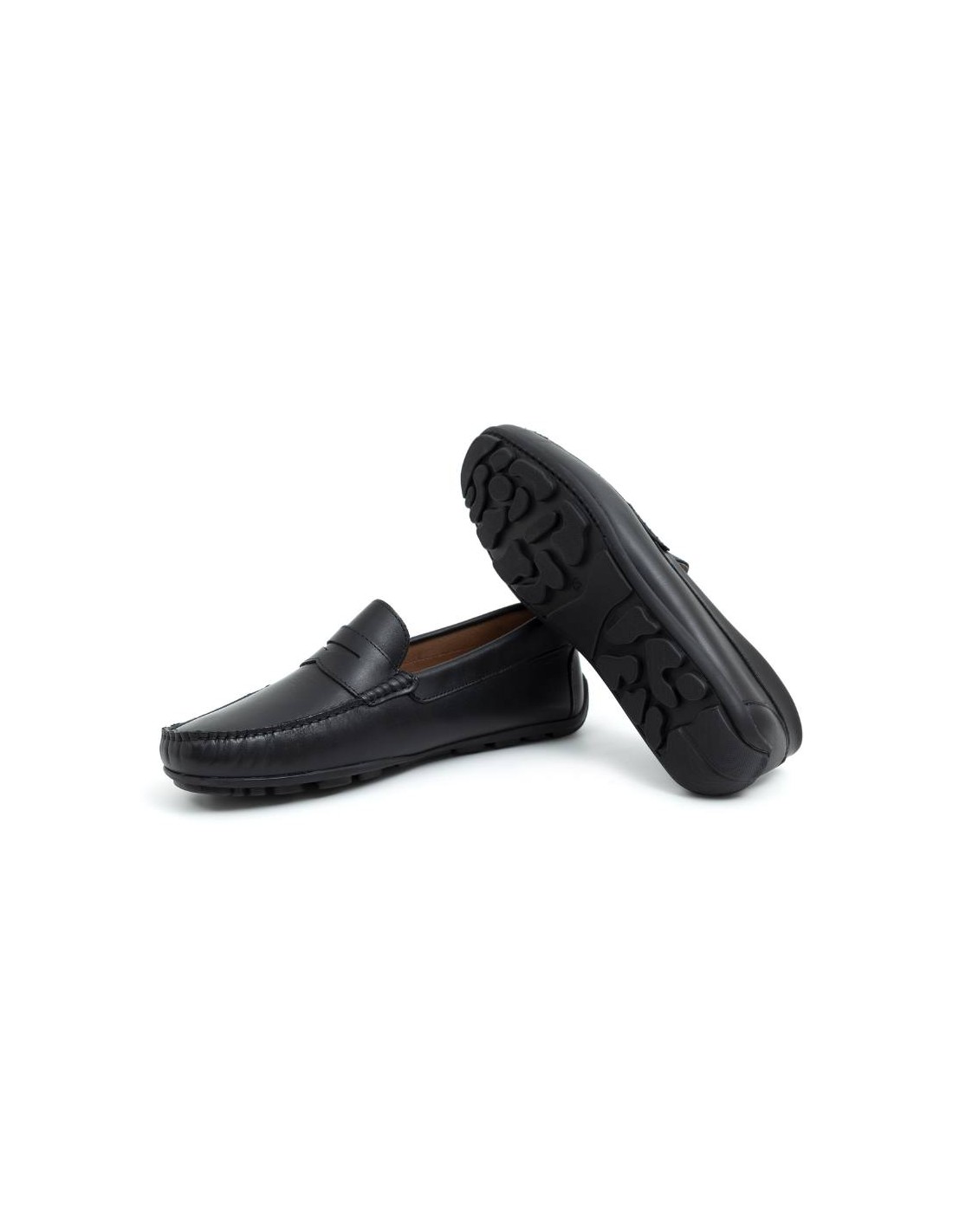 ortiz & reed Mocasín de piel con antifaz color negro BHOME-BLACK Precio ultrabajo