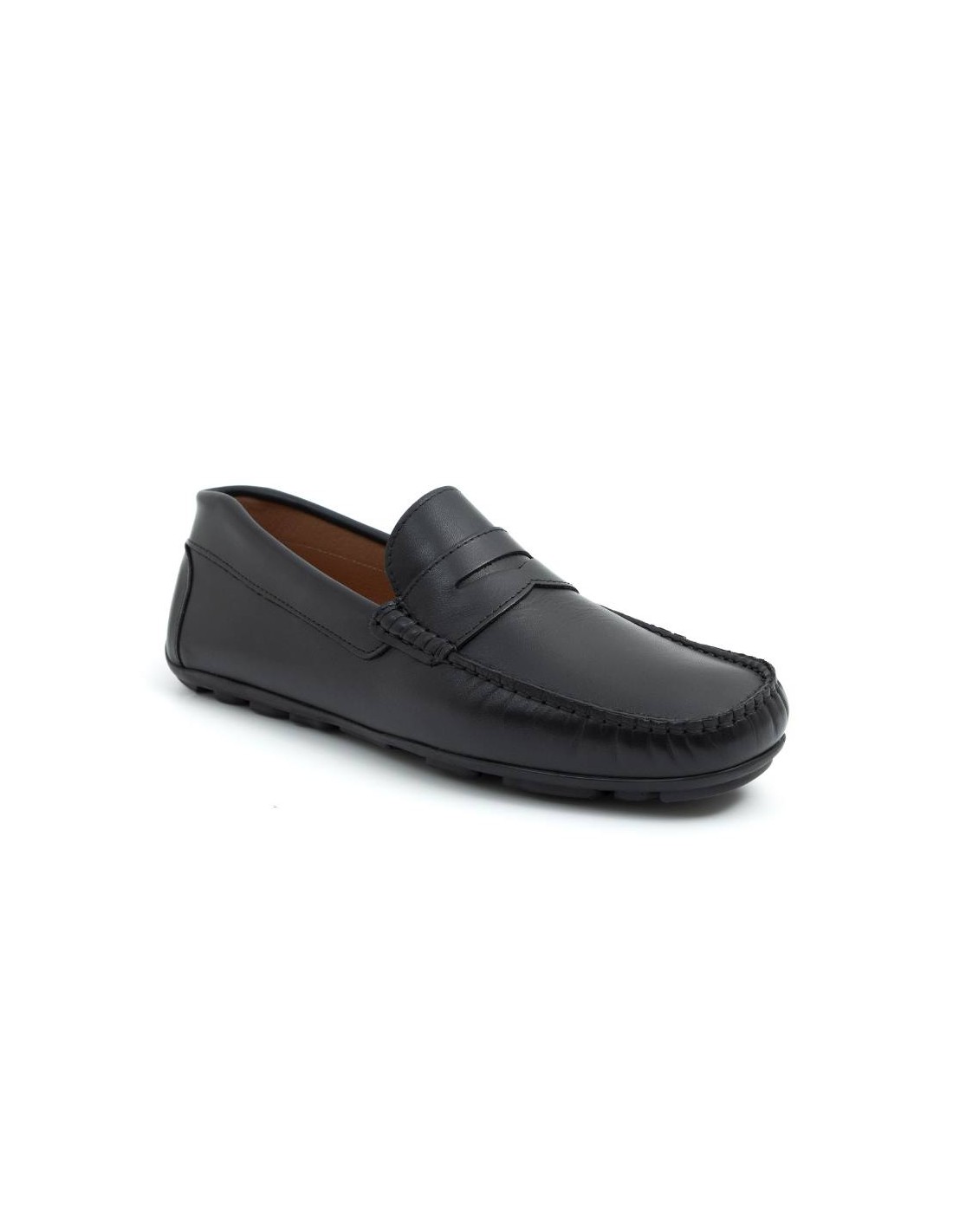 ortiz & reed Mocasín de piel con antifaz color negro BHOME-BLACK Precio ultrabajo