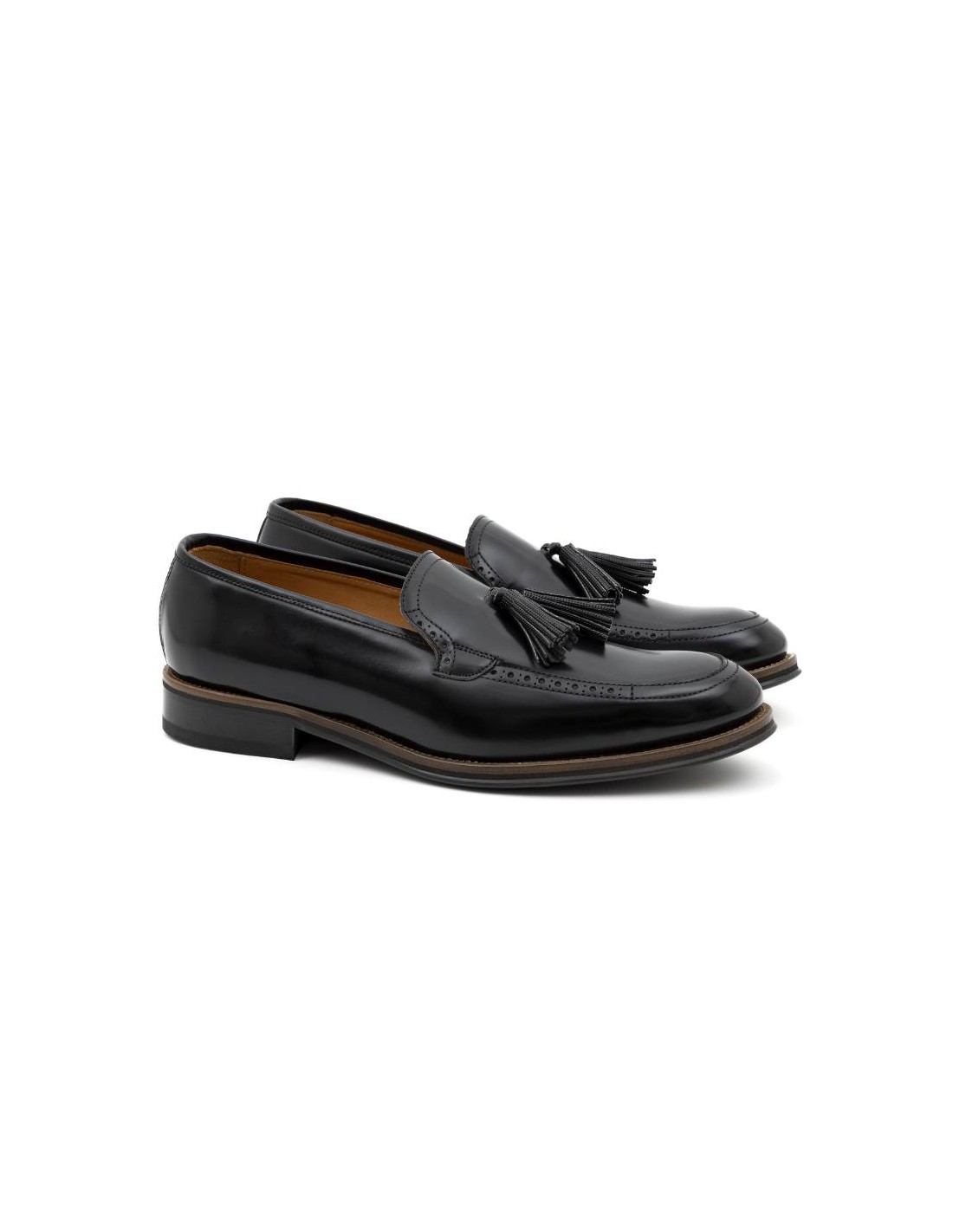 ortiz & reed Mocasín de piel con borlas color negro FRAMO-NEGRO