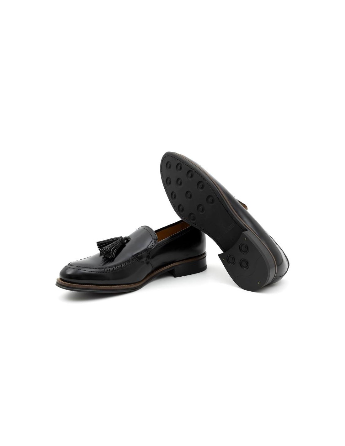 ortiz & reed Mocasín de piel con borlas color negro FRAMO-NEGRO Rebajas baratas