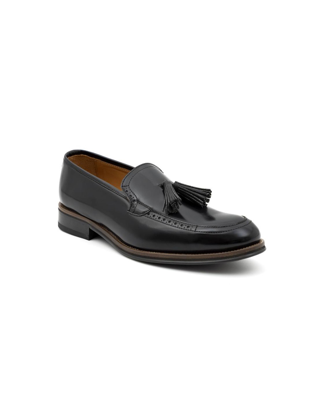 ortiz & reed Mocasín de piel con borlas color negro FRAMO-NEGRO Rebajas baratas