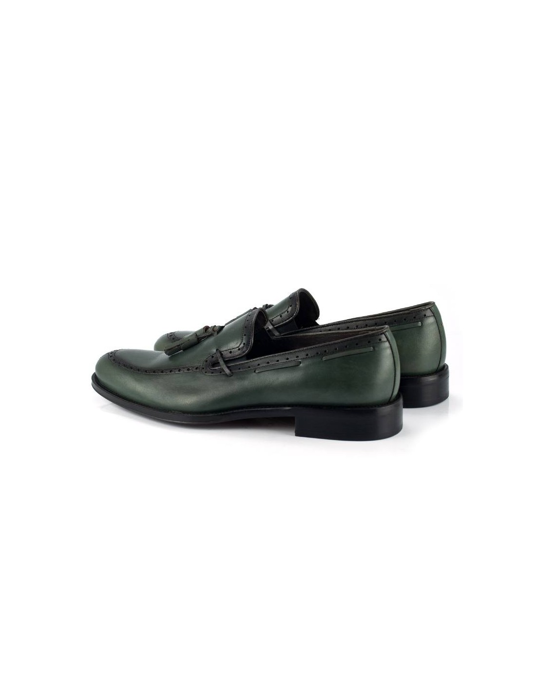ortiz & reed Mocasín de piel con borlas color verde LUDEN-FORESTA Rebajas de fábrica