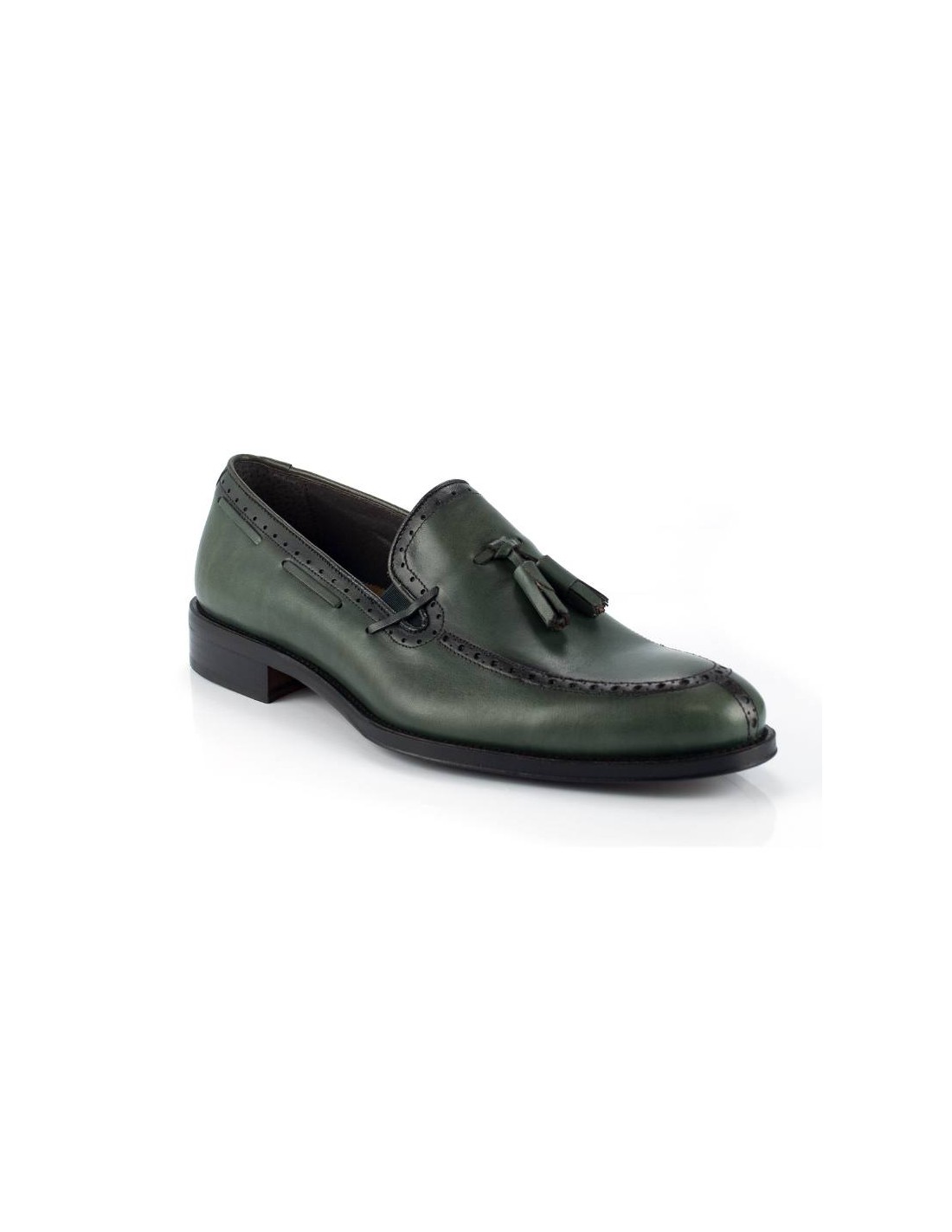 ortiz & reed Mocasín de piel con borlas color verde LUDEN-FORESTA Rebajas de fábrica