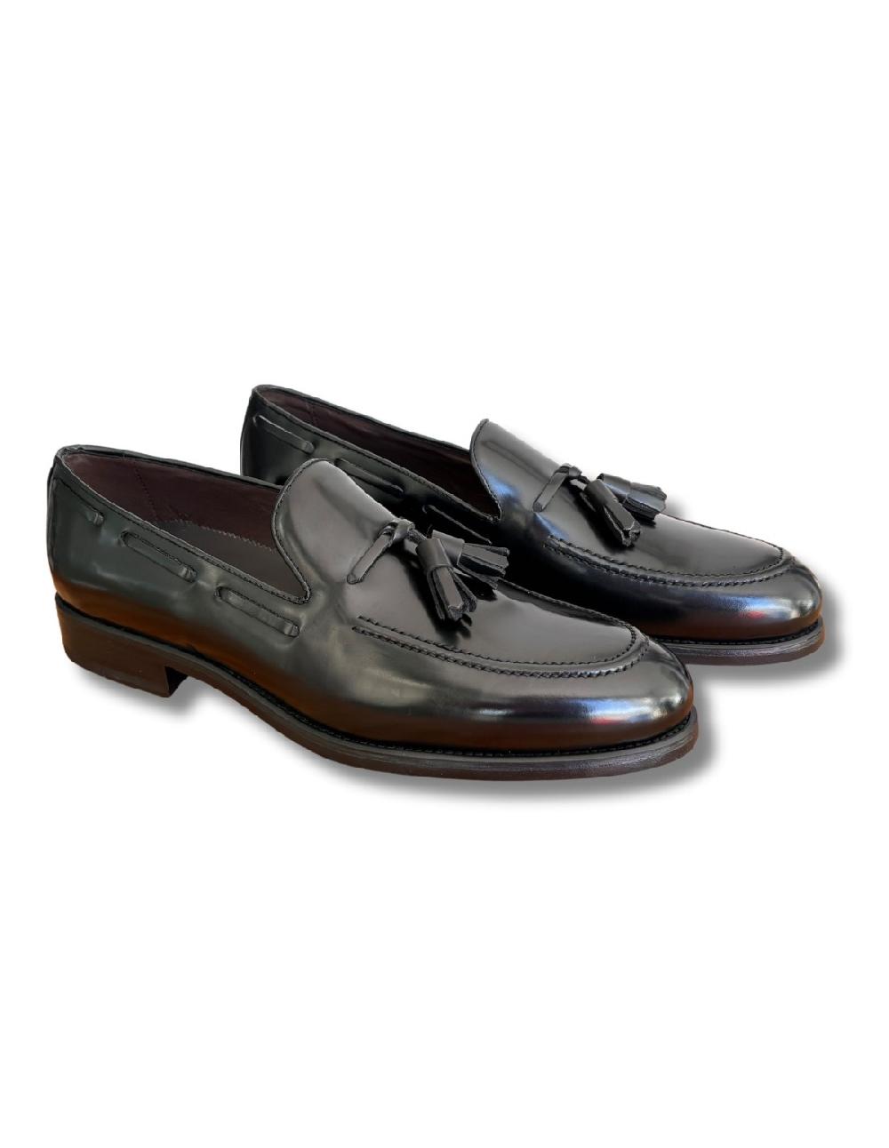 ortiz & reed Mocasín de piel con cordón color negro