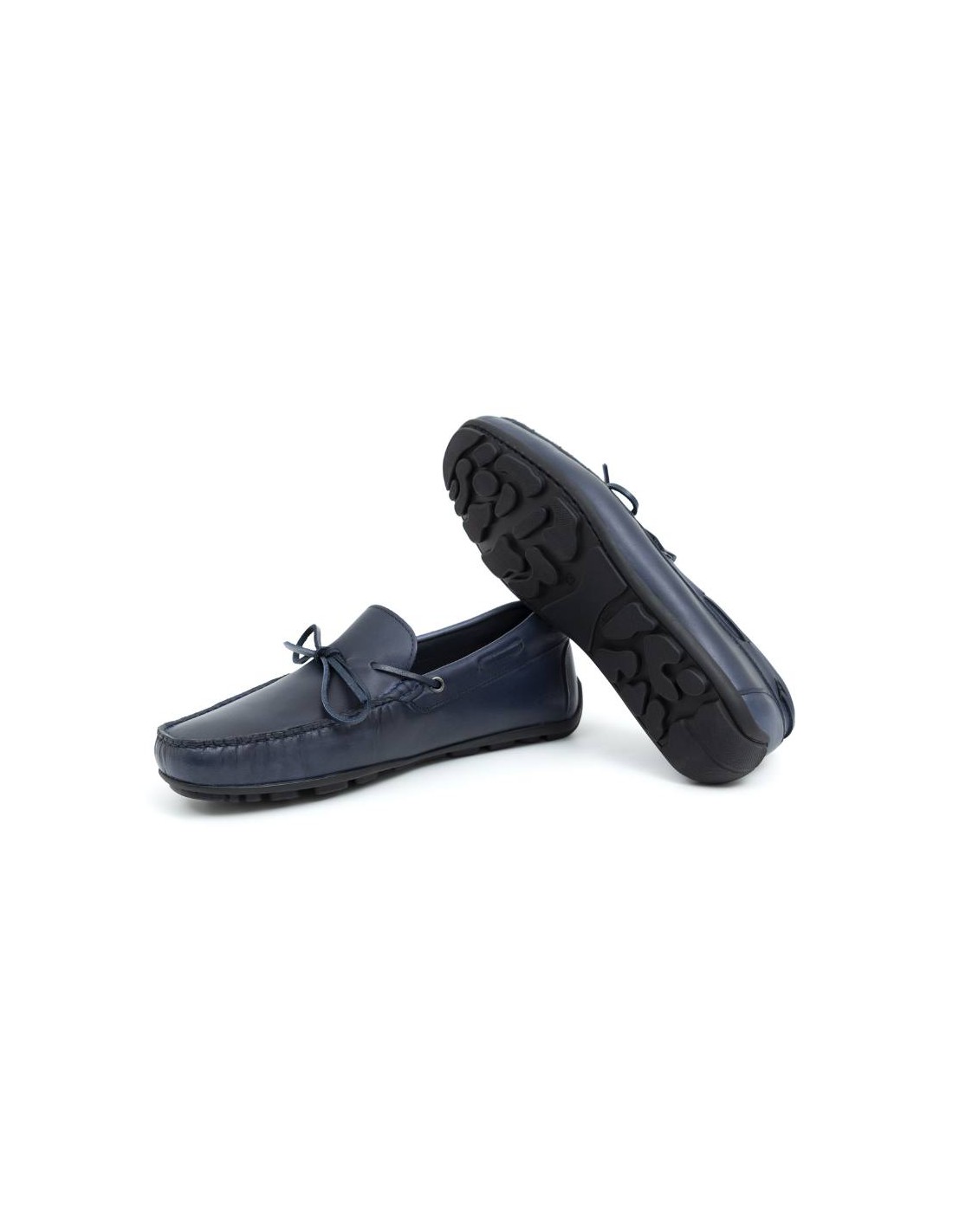 ortiz & reed Mocasín de piel con cordón de piel color azul ELAZO-BLUE Ventas relámpago