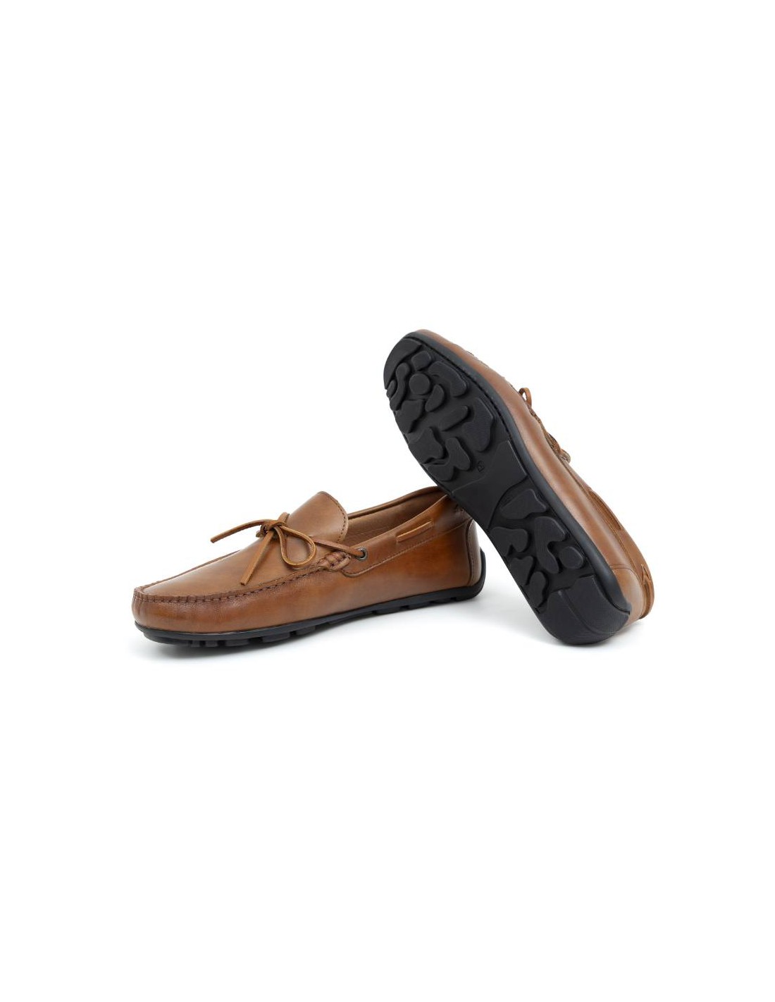 ortiz & reed Mocasín de piel con cordón de piel color cuero ELAZO-CUERO Descuento