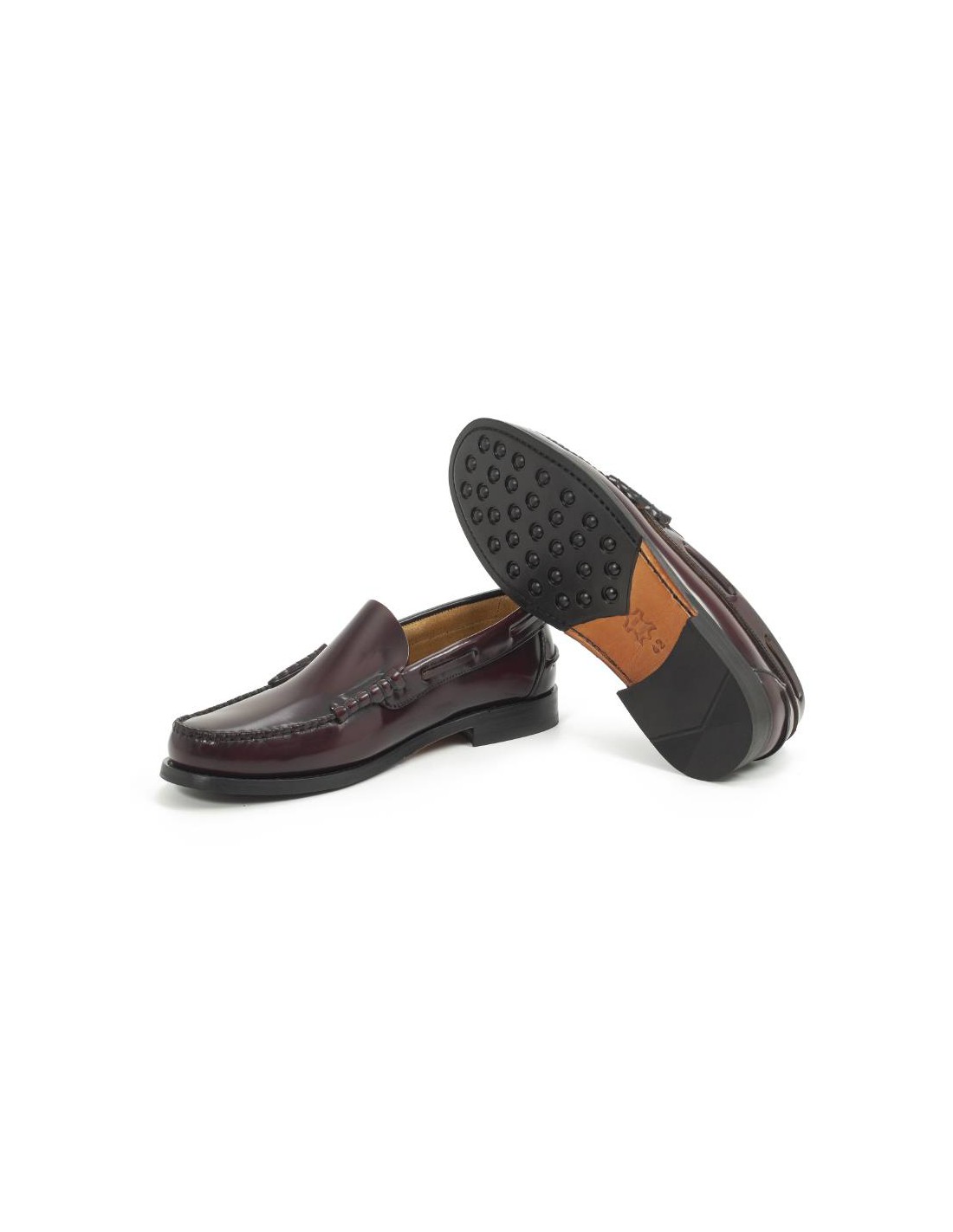 ortiz & reed Castellanos de piel con costura color burdeos PULEO-BURDEOS En oferta