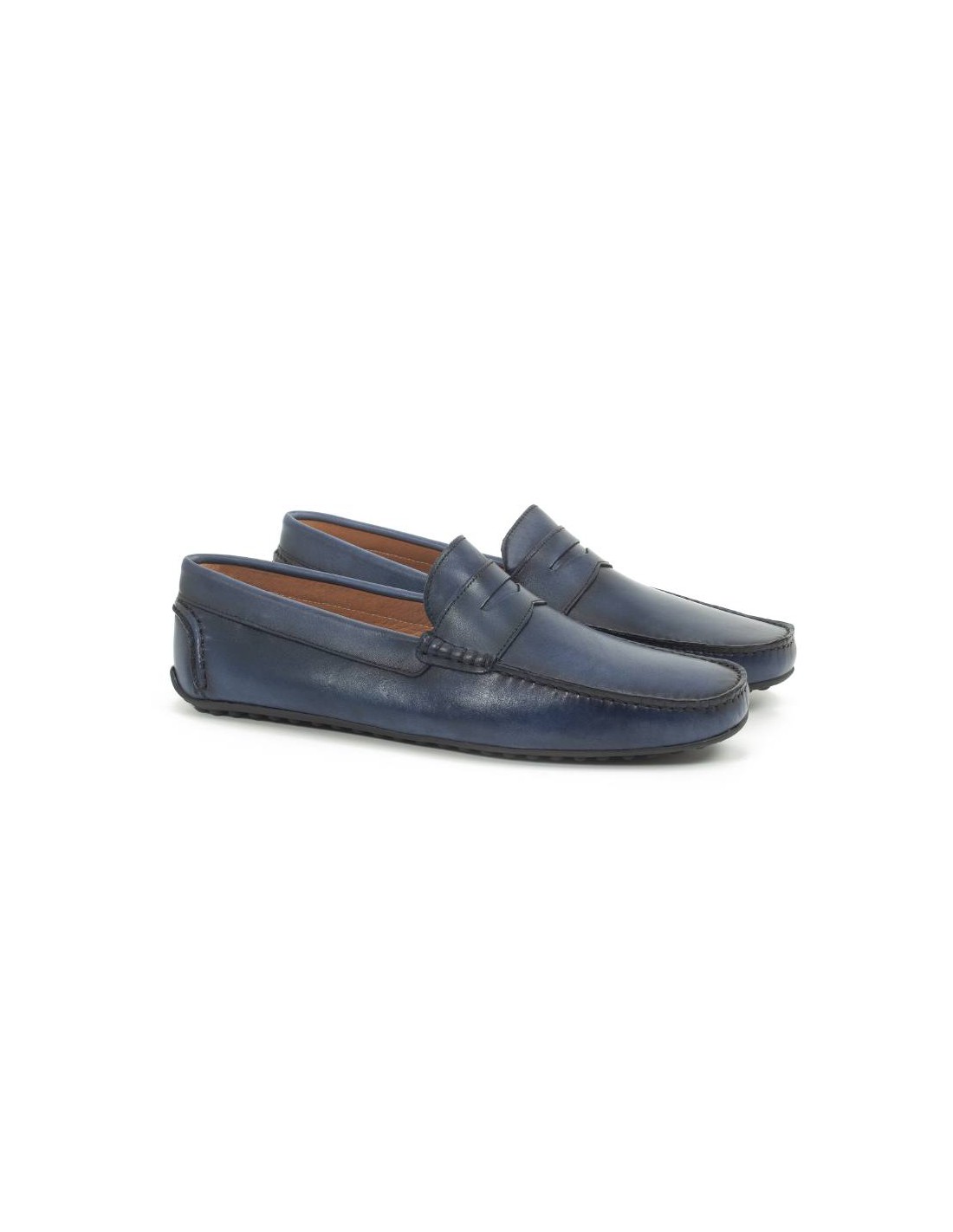 ortiz & reed Mocasín de piel con antifaz color azul EDDY-NAVY