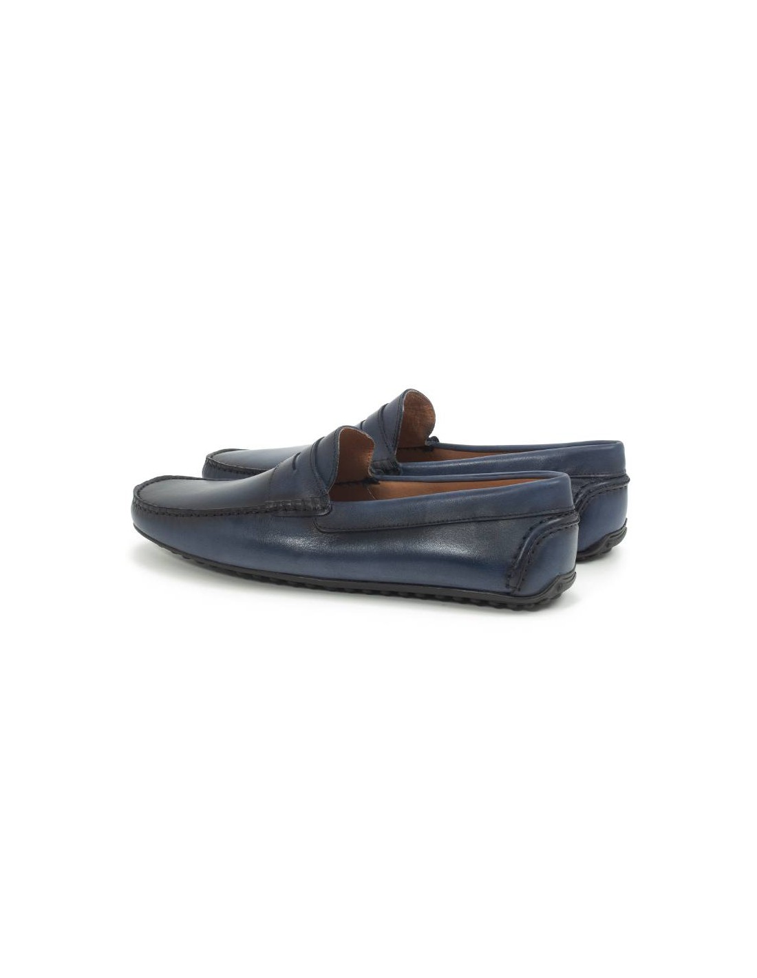 ortiz & reed Mocasín de piel con antifaz color azul EDDY-NAVY 2025