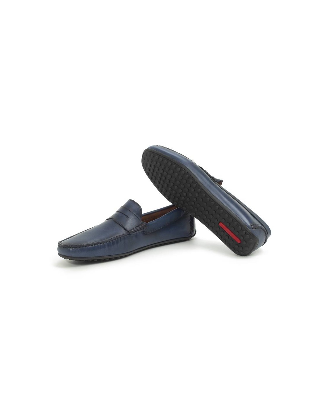 ortiz & reed Mocasín de piel con antifaz color azul EDDY-NAVY 2025
