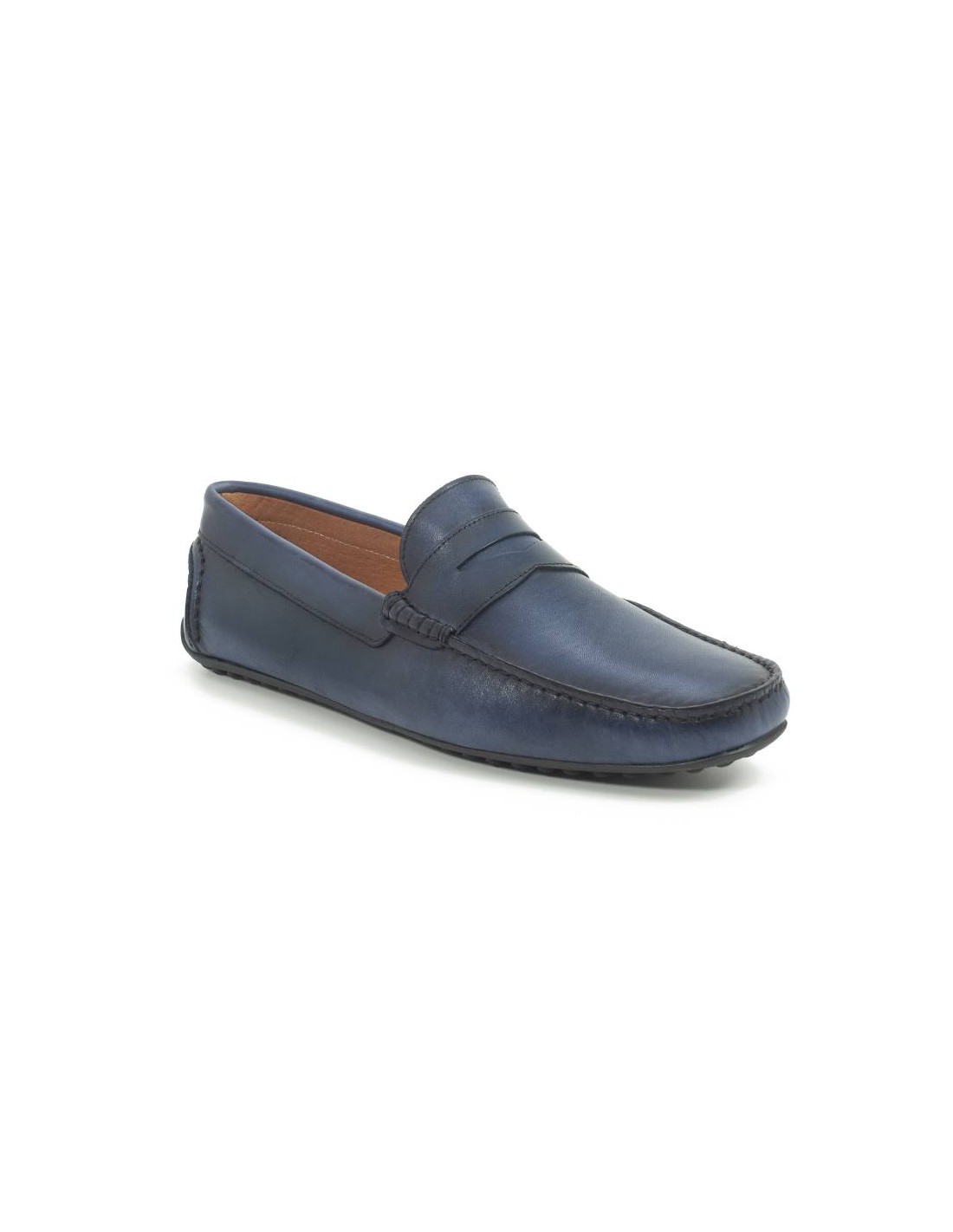 ortiz & reed Mocasín de piel con antifaz color azul EDDY-NAVY 2025