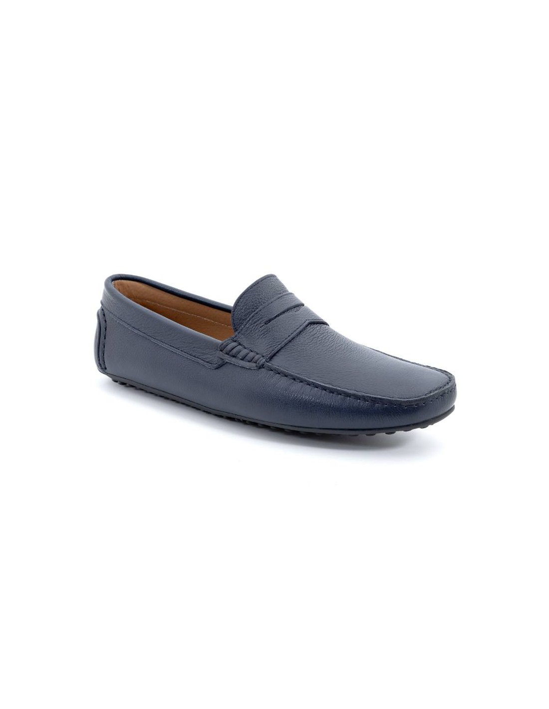 ortiz & reed Mocasín de piel con antifaz color azul ELFAZ-MARINO Outlet