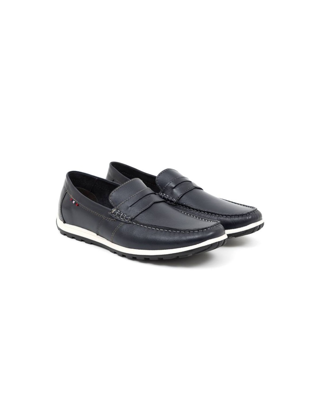 ortiz & reed Mocasín de piel con antifaz color azul MEGOR-BLUE