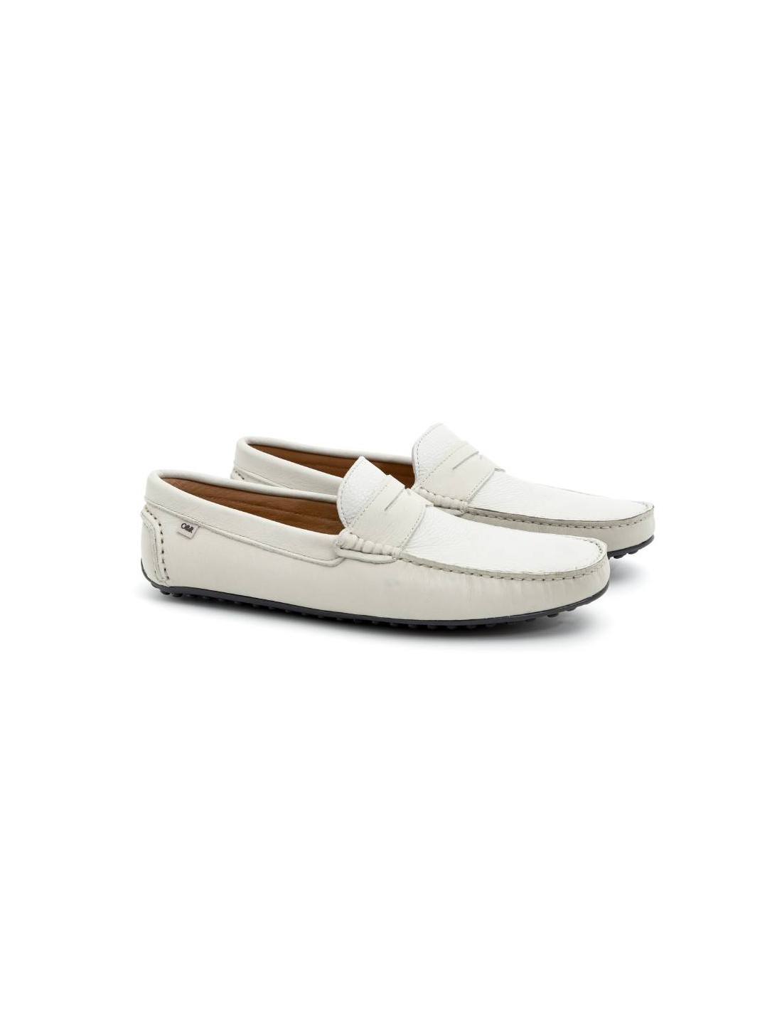 ortiz & reed Mocasín de piel con antifaz color blanco EDWARD-HIELO