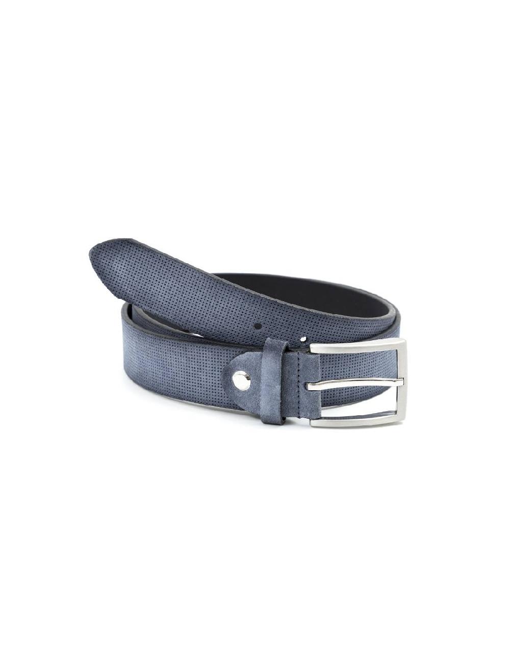 ortiz & reed Cinturón de ante picado color azul B-SORTOR-JEANS