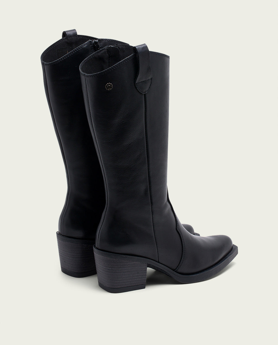 ﻿porronet BOTAS COWBOY DE PIEL NEGRA CON CREMALLERA HELGA Oferta especial de fábrica
