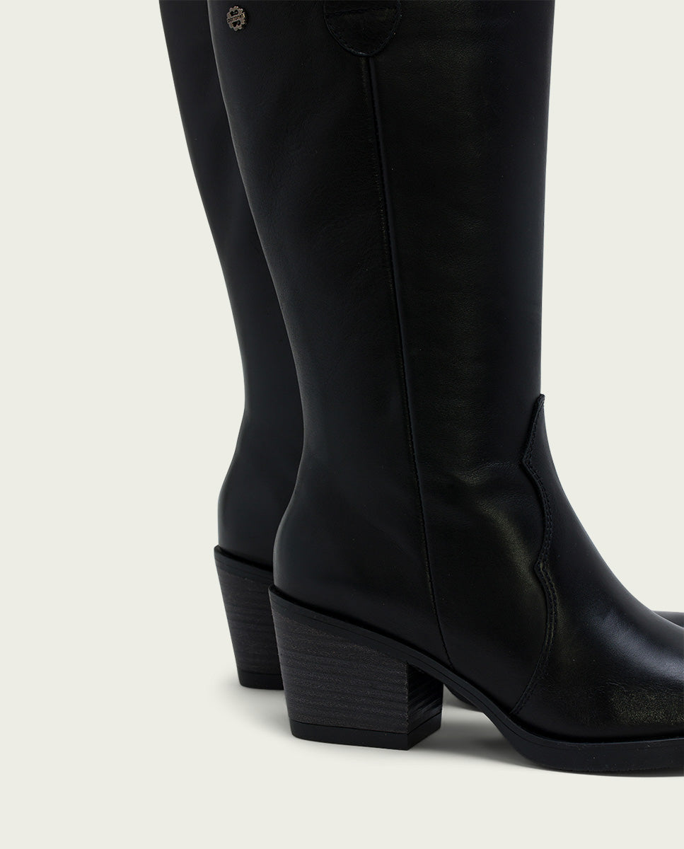 ﻿porronet BOTAS COWBOY DE PIEL NEGRA CON CREMALLERA HELGA Oferta especial de fábrica