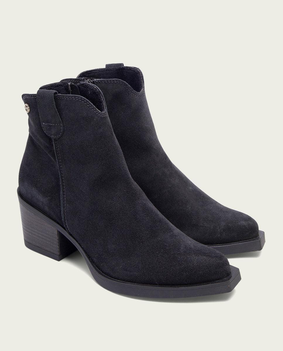 porronet BOTINES COWBOY DE PIEL CARBÓN CON CREMALLERA HEBE Solo queda un día