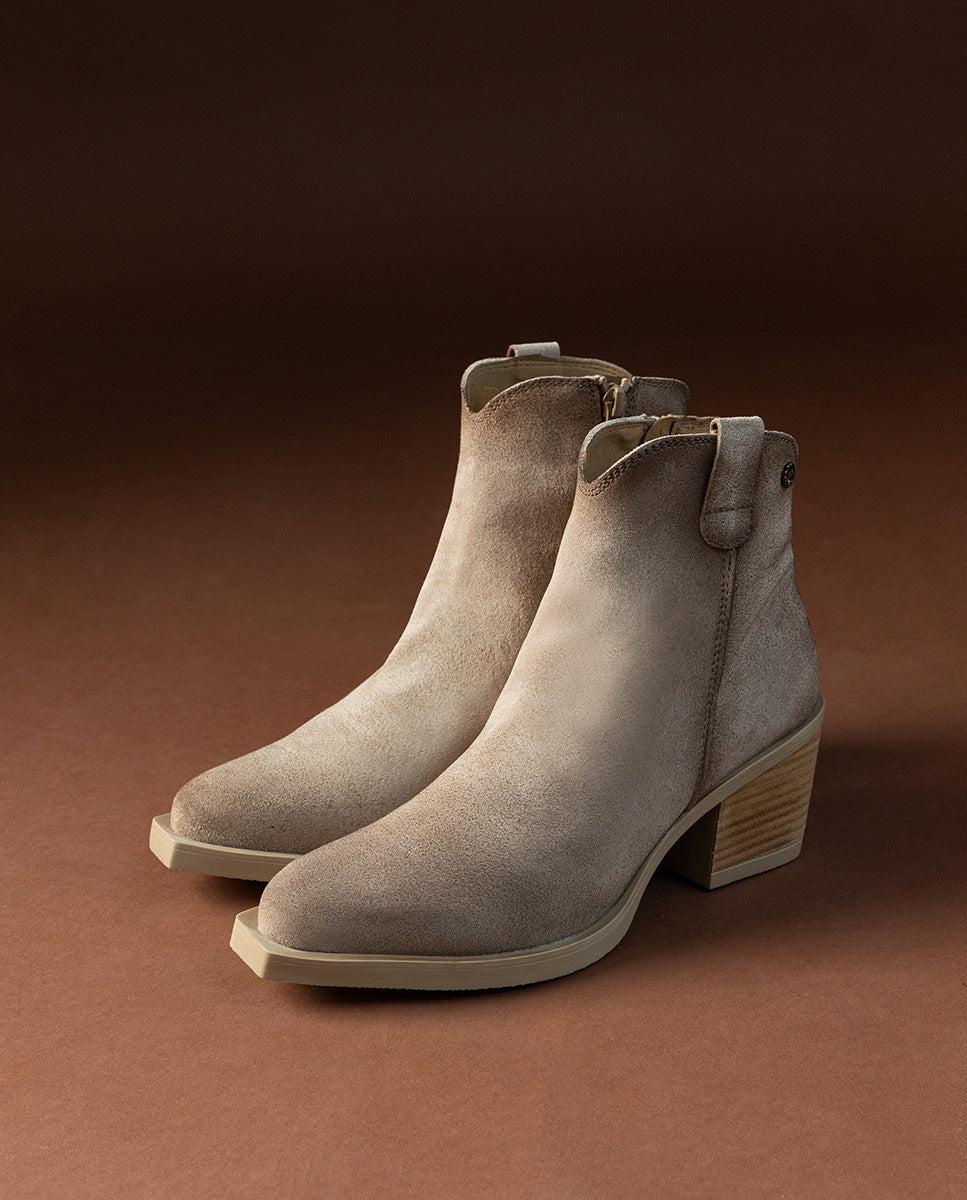 porronet BOTINES COWBOY DE PIEL ARENA CON CREMALLERA HEBE Superdescuento