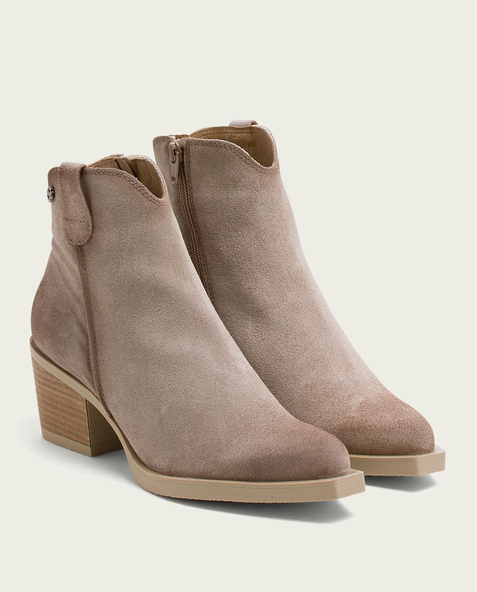 porronet BOTINES COWBOY DE PIEL ARENA CON CREMALLERA HEBE Superdescuento
