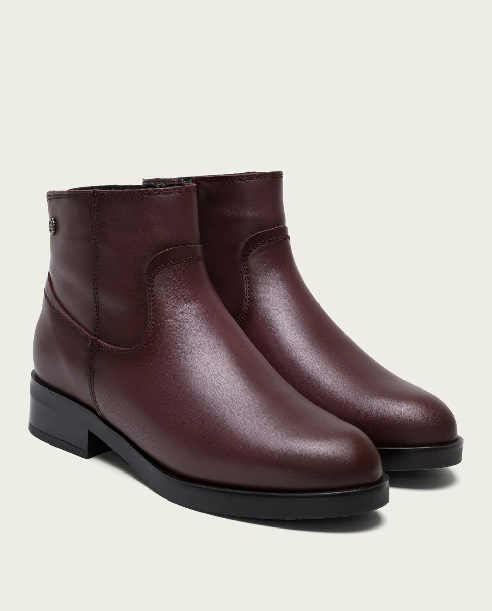porronet BOTINES DE PIEL BURDEOS CON CREMALLERA EINES Liquidación
