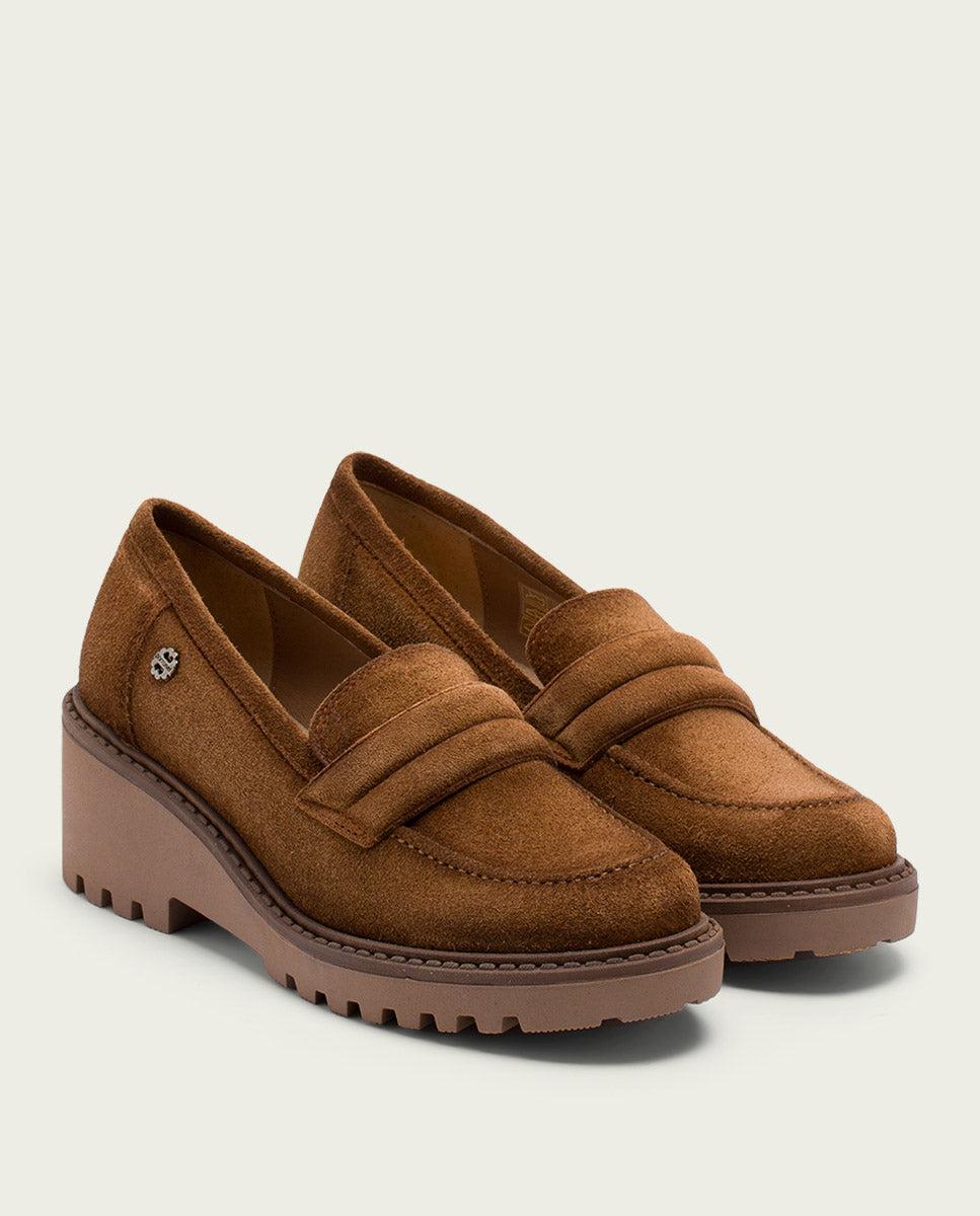 porronet MOCASINES DE PIEL CON CUÑA CUERO LAIA Envío internacional gratuito