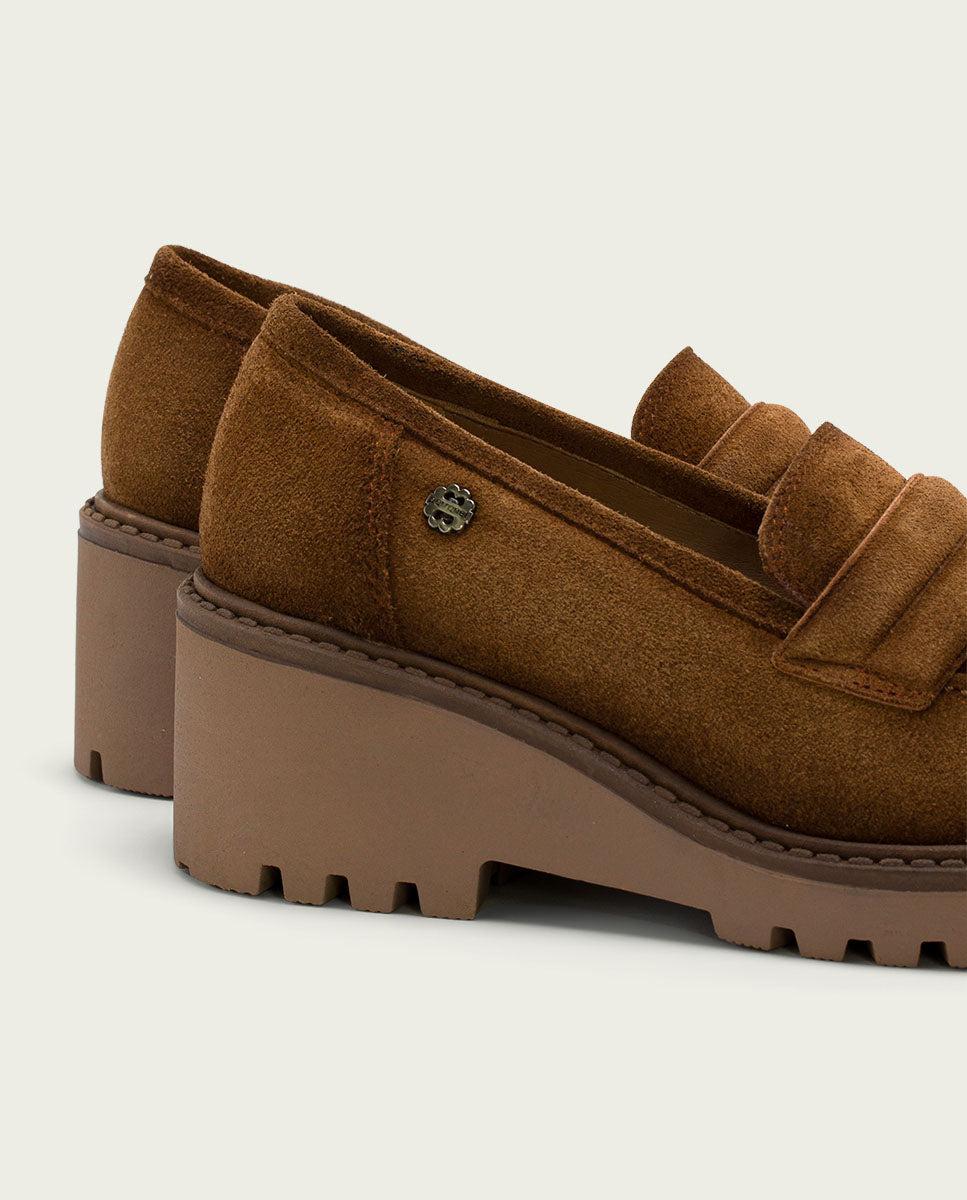 porronet MOCASINES DE PIEL CON CUÑA CUERO LAIA Envío internacional gratuito