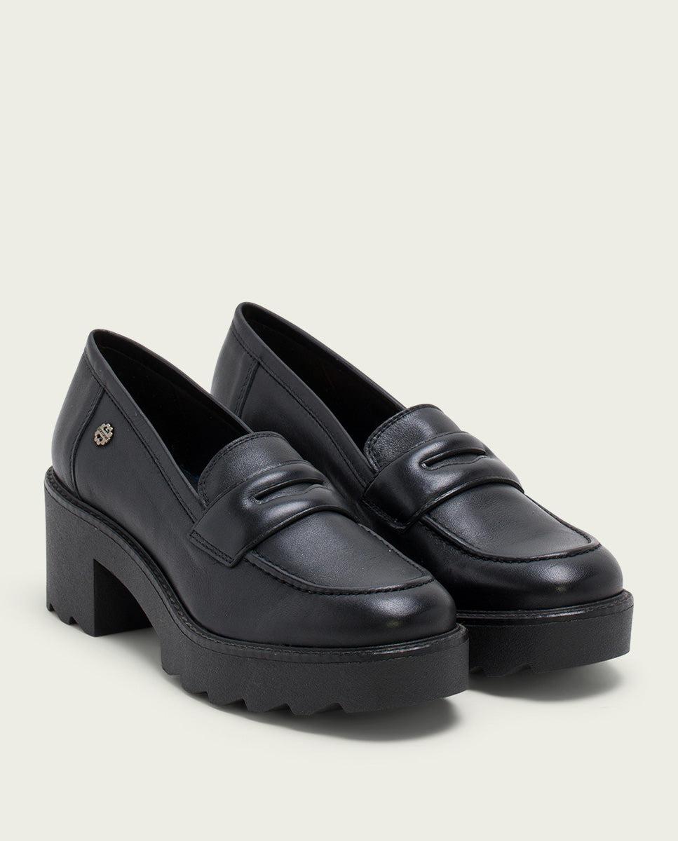 porronet MOCASINES DE PIEL CON TACÓN NEGRO MABEL Ahorra y exporta