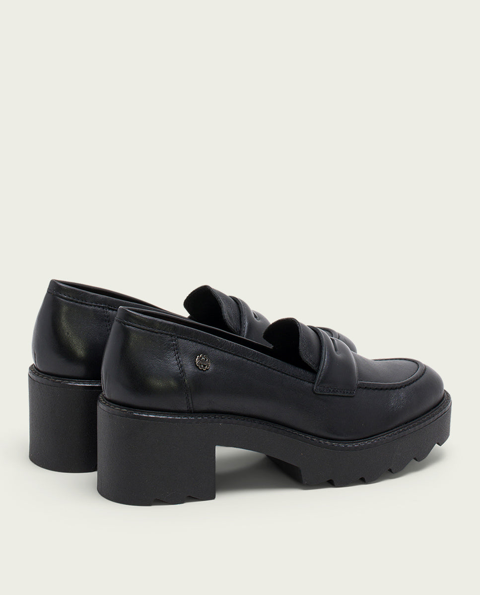 porronet MOCASINES DE PIEL CON TACÓN NEGRO MABEL Ahorra y exporta