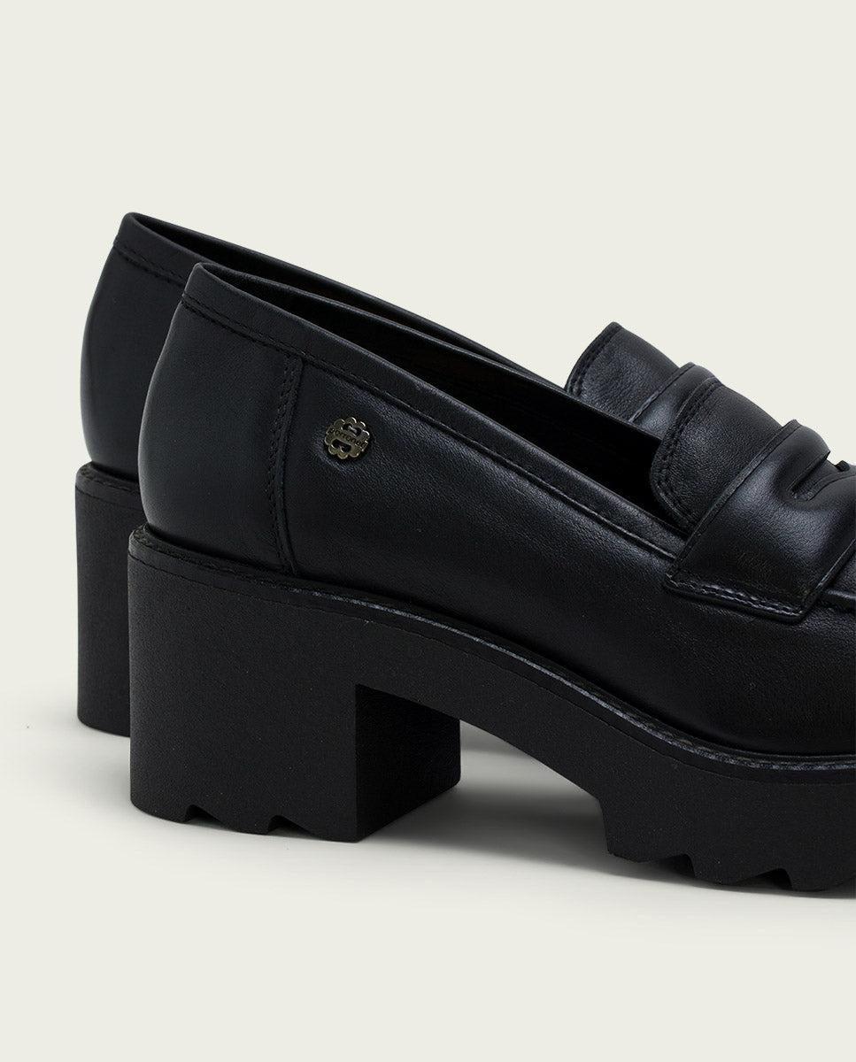 porronet MOCASINES DE PIEL CON TACÓN NEGRO MABEL Ahorra y exporta