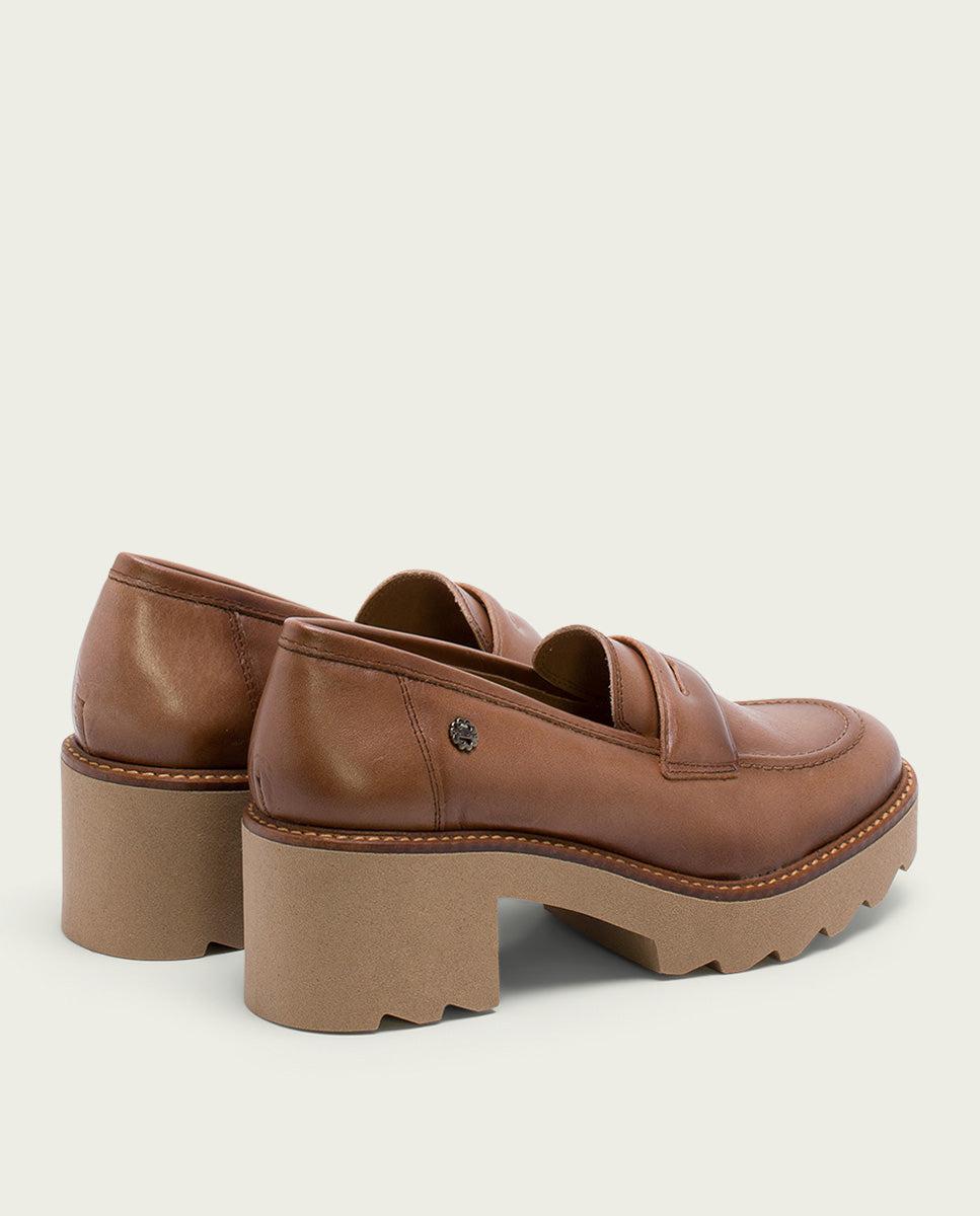 porronet MOCASINES DE PIEL CON TACÓN TAUPE MABEL Libre de impuestos