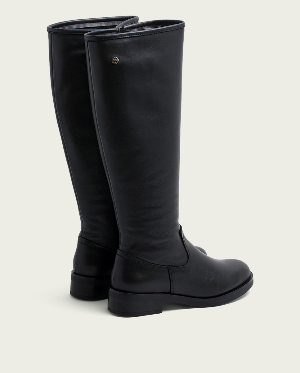 porronet BOTAS ALTAS DE PIEL NEGRA CON CREMALLERA ELBA Oferta exclusiva