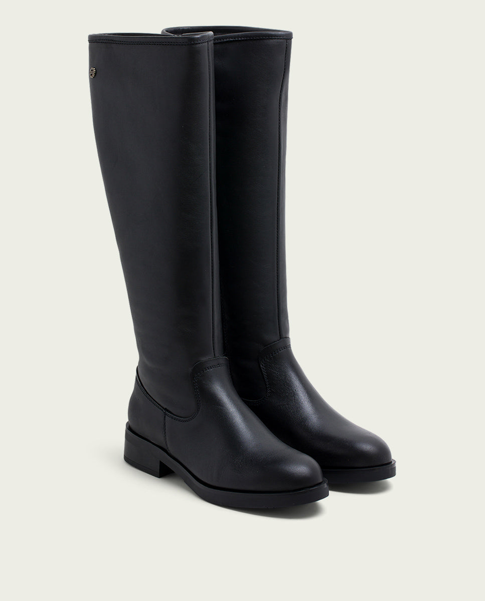 porronet BOTAS ALTAS DE PIEL NEGRA CON CREMALLERA ELBA Ofertas especiales