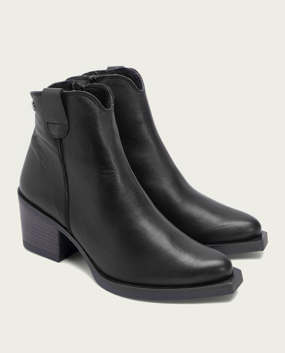 porronet BOTINES COWBOY DE PIEL NEGRO CON CREMALLERA HADRIA Outlet
